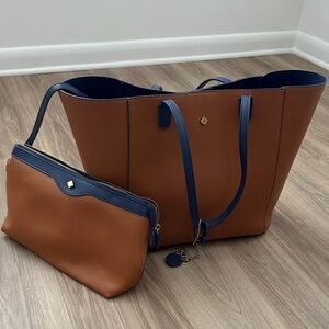 Crown & Ivy Brown and Blue Tote Bag Set